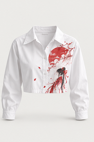 White Panel Cropped Shirt — AI demo product