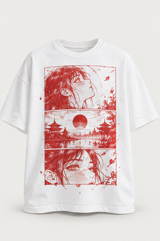 Crimson Panel Tee — AI demo product